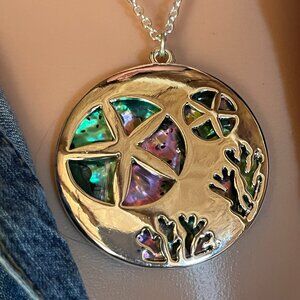 Cut-Out Sea Life Starfish and Abalone Pendant Necklace and Earring Set NEW